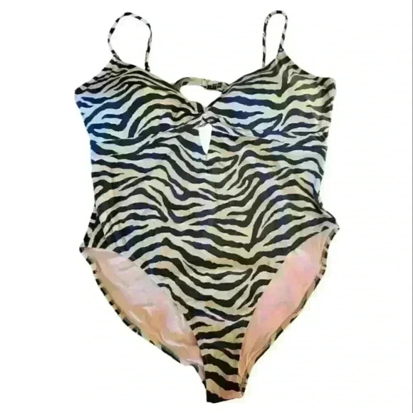J.Crew Womens Plus Size 24 Nwts Zebra Print Open Back Swimsuit. - Picture 4 of 6